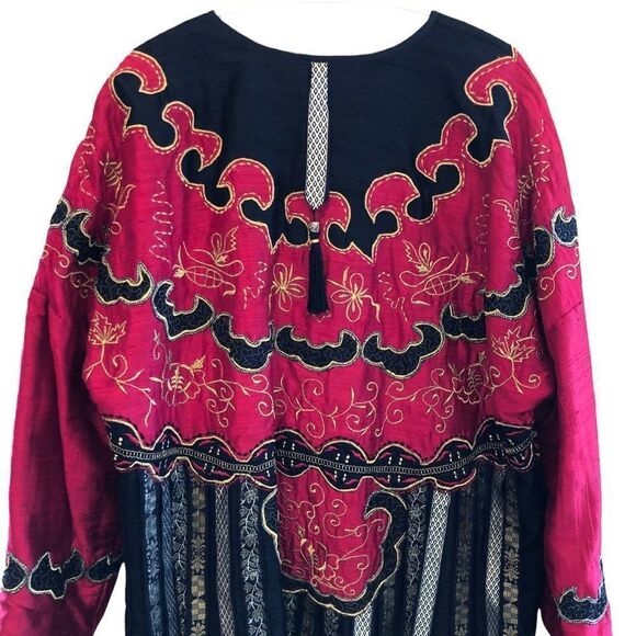 𝅺ja Resorts Vintage 80’s Silk Tassel Kimono Jacket EUC - Picture 2 of 11